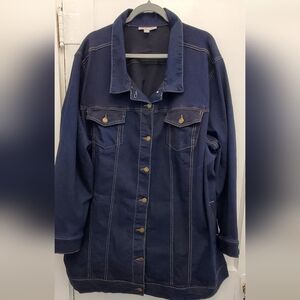 Woman Within Dark Blue Jean Jacket